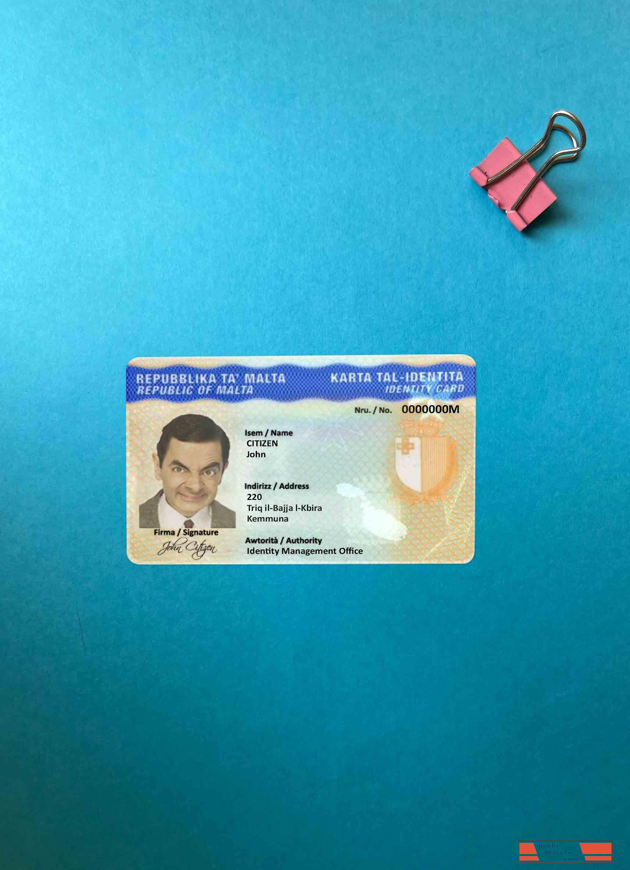 Malta ID photolook FRONT PSD template